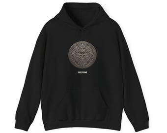 Aztec Sun Stone Hoodie, Aztec Art Sweatshirt, Mexica History Gift, Unisex Heavy Blend Hooded Sweatshirt