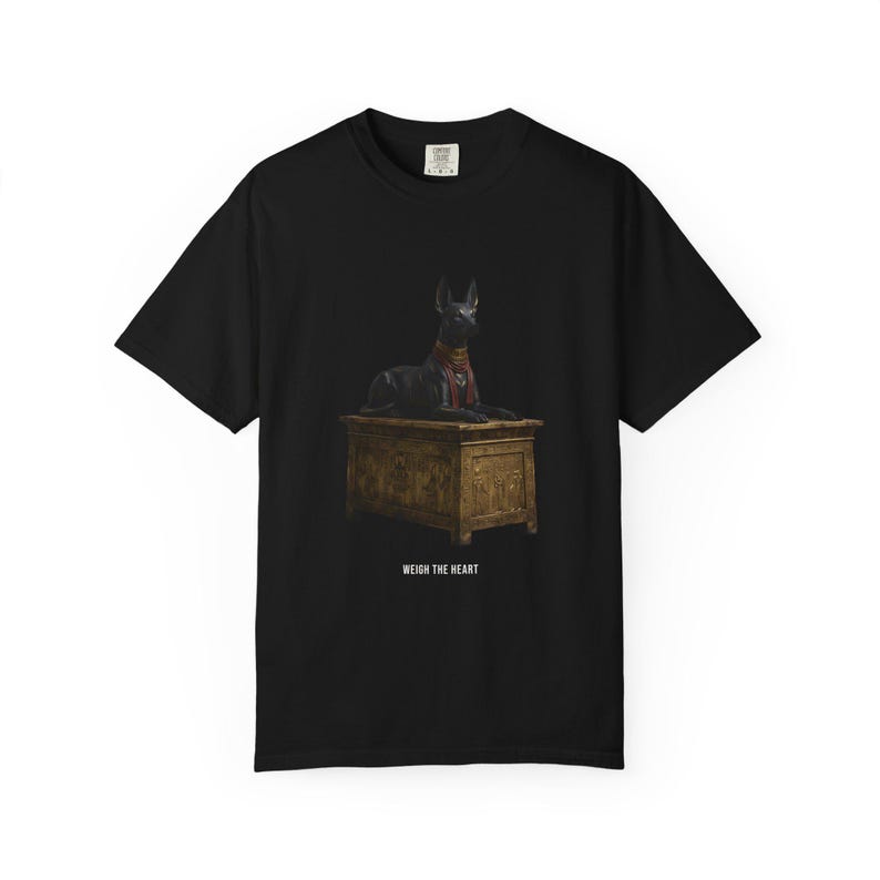 Anubis Jackal Shrine T-Shirt, Egyptian History Art, Bronze & Nile Collection image 8