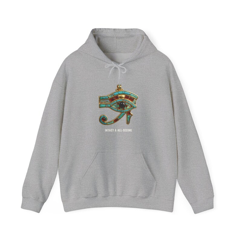 Eye of Horus Amulet Hoodie, Ancient Egypt Art, Afrocentric Streetwear (Heavy Blend) image 2
