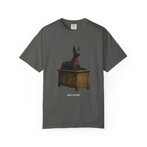 Anubis Jackal Shrine T-Shirt, Egyptian History Art, Bronze & Nile Collection image 7