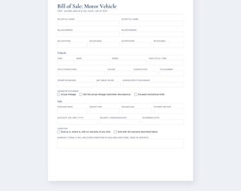 Fillable Bill of Sale Forms, Vehicle, Boat, Trailer, ATV (PDF + Word Templates)