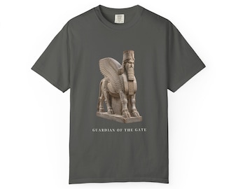 Assyrian Lamassu T-Shirt, Assyrian Art Tee, Mesopotamia History Shirt, History Lover Gift, Unisex Garment-Dyed Tee