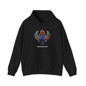 Winged Scarab Khepri Hoodie, Ancient Egypt Art, Reborn With The Sun (Heavy Blend) image 1