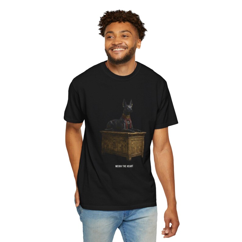 Anubis Jackal Shrine T-Shirt, Egyptian History Art, Bronze & Nile Collection image 5
