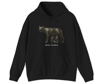 Capitoline Wolf Hoodie, Ancient Rome Art Sweatshirt, Romulus and Remus Gift, Unisex Heavy Blend Hooded Sweatshirt