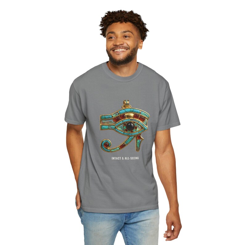 Eye of Horus Amulet T-Shirt, Ancient Egypt Art, Intact & All-Seeing (Printed to Order) image 1