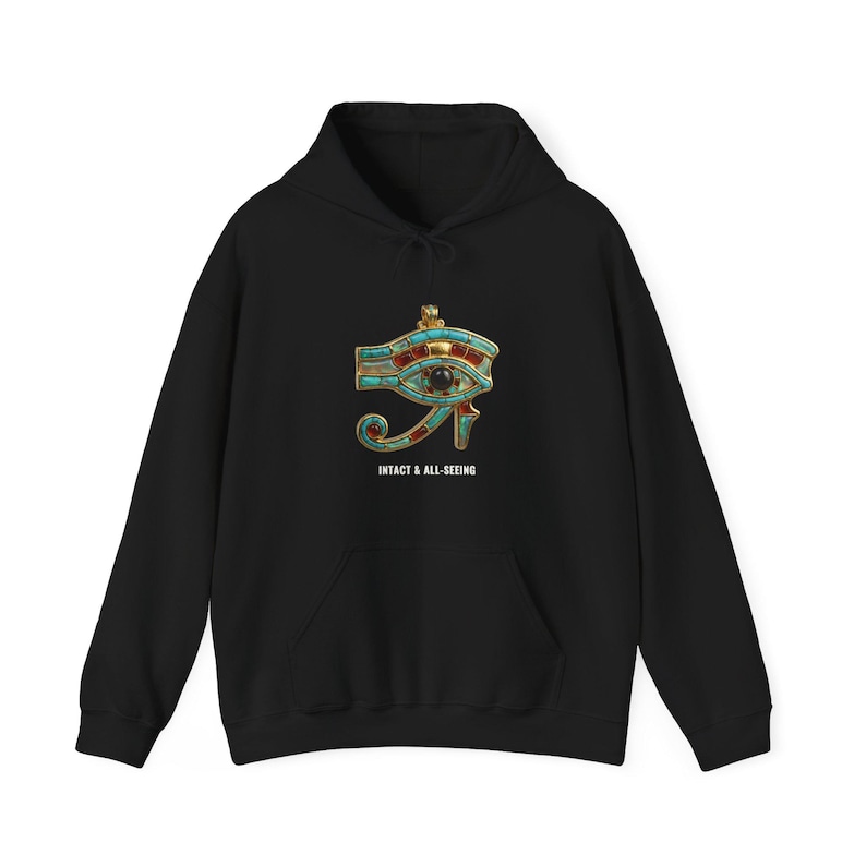 Eye of Horus Amulet Hoodie, Ancient Egypt Art, Afrocentric Streetwear (Heavy Blend) image 1