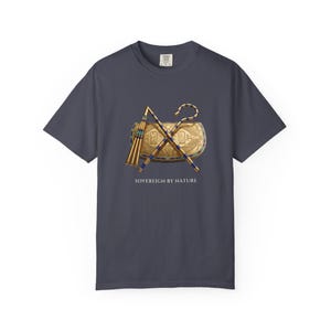 Crook and Flail Sarcophagus T-Shirt, Bronze & Nile Collection, African Art Gift (Garment-Dyed) image 9