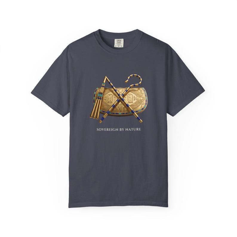 Crook and Flail Sarcophagus T-Shirt, Bronze & Nile Collection, African Art Gift (Garment-Dyed) image 9