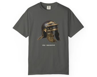 Roman Legionary Helmet T-Shirt, Ancient Rome Art Tee, Roman Army History Shirt, History Lover Gift, Unisex Garment-Dyed Tee