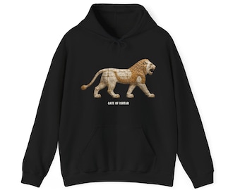 Ishtar Gate Lion Hoodie, Babylonian Art Sweatshirt, Mesopotamia History Gift, Unisex Heavy Blend Hooded Sweatshirt