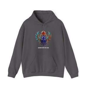 Winged Scarab Khepri Hoodie, Ancient Egypt Art, Reborn With The Sun (Heavy Blend) image 2