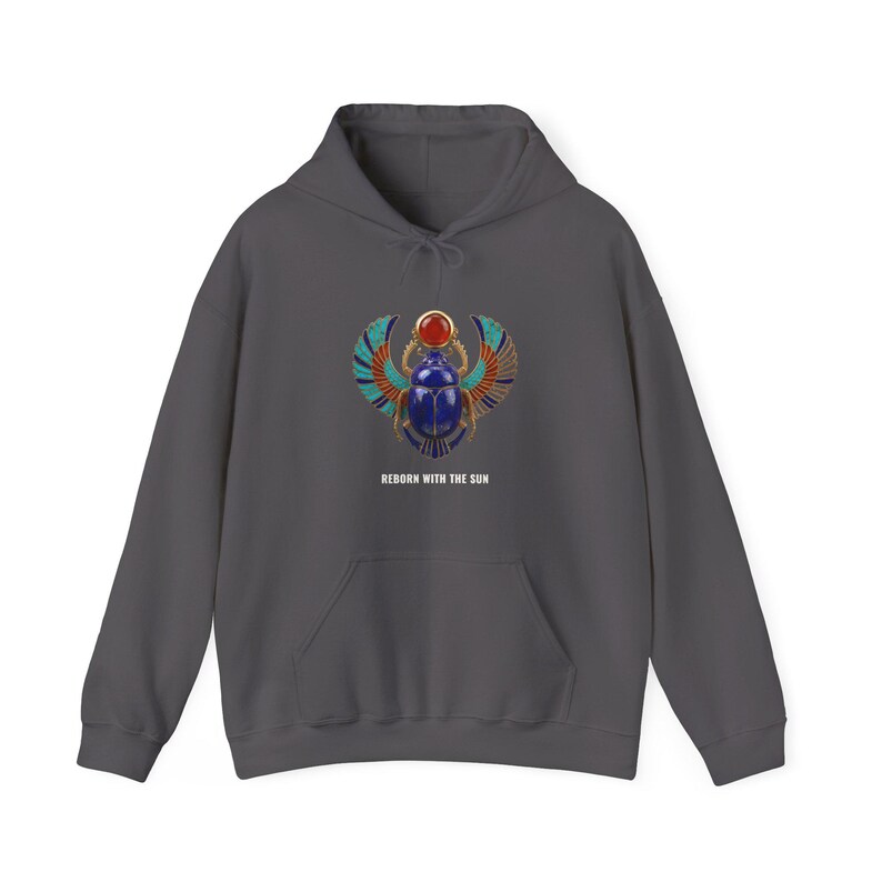Winged Scarab Khepri Hoodie, Ancient Egypt Art, Reborn With The Sun (Heavy Blend) image 2