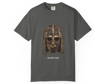 Sutton Hoo Helmet T-Shirt, Anglo Saxon Art Tee, Early Medieval England Shirt, History Lover Gift, Unisex Garment-Dyed Tee