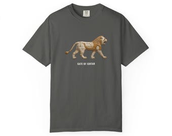 Ishtar Gate Lion T-Shirt, Babylonian Art Tee, Mesopotamia History Shirt, History Lover Gift, Unisex Garment-Dyed Tee