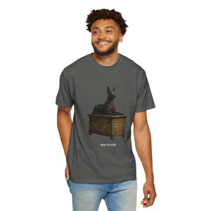 Anubis Jackal Shrine T-Shirt, Egyptian History Art, Bronze & Nile Collection image 2