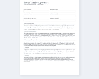 USA Freight Broker Carrier Packet, Fillable PDFs, Agreement (Digital Download)
