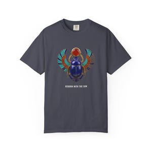 Winged Scarab Khepri T-Shirt, Egyptian Shirt, Ancient Egypt Gifts, Archaeology Gift, Bronze & Nile Collection image 7
