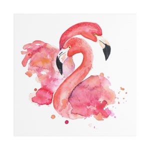 Flamingo Art Print, Colorful Flamingo Canvas, Tropical Home Decor, Watercolor Flamingo Stretched Print, Pink Flamingo Wall Art