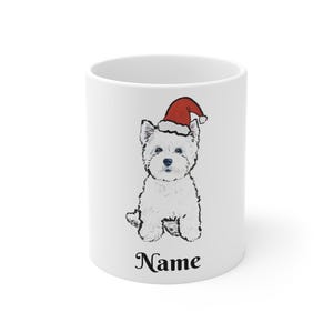 Mug, Personalised West Highland Terrier Westie Christmas Gift, Dog Lover Coffee Cup, Custom Pet Owner Present, Holiday Kitchen Decor, Unique
