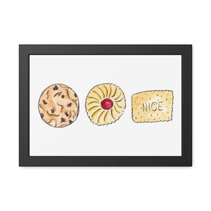 Biscuit Illustration Framed Poster, Wall Art Decor, Kitchen Art Print, British Biscuits Artwork, Bakery Art Print