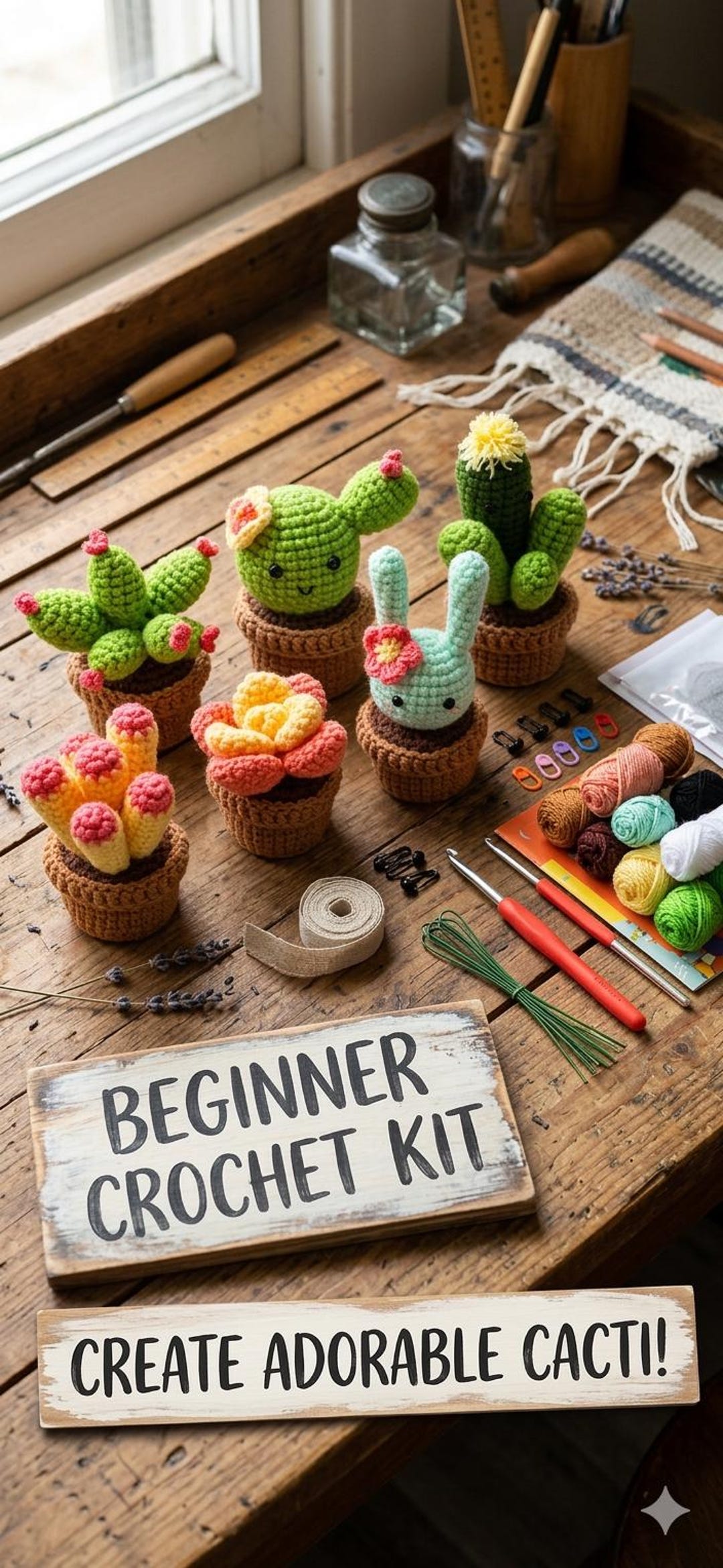 Beginner Crochet Cactus Kit – Amigurumi Plant Craft Supplies - Etsy