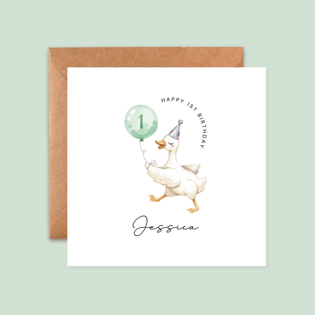 Personalised Baby Goose Birthday Card, Custom Keepsake Greeting for ...