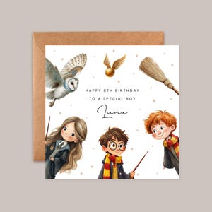 Personalised Wizard Birthday Card | Magical School Children's Greeting Card