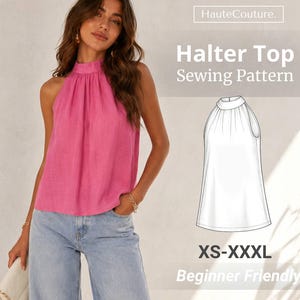 Molde para blusa frente única feminina (tamanhos XS a XXXL), molde para blusa de verão, molde para costura feminina, molde para blusa, molde para blusa para iniciantes.