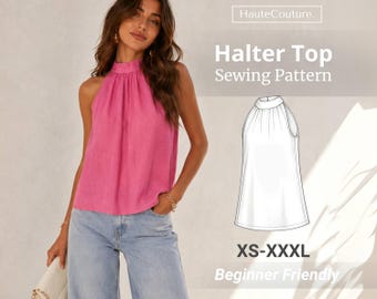 Halter Top Sewing Pattern for Women (XS-XXXL), Summer Top Pattern, Women Sewing Pattern, Blouse Pattern, Beginner Top Pattern,