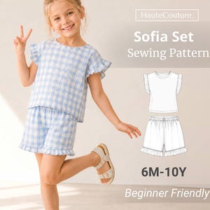 Sofia Set Sewing Pattern (6M-10Y), Top Pattern for Girls, Shorts Pattern for Kids, Kids Pattern, Beginner Sewing Pattern, Pattern Toddlers