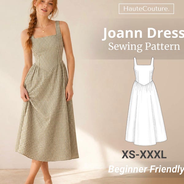 Summer Dress Sewing Pattern for Women (XS-XXXL), Midi Dress, Summer Dress, Trendy Dress (Beginner Friendly)