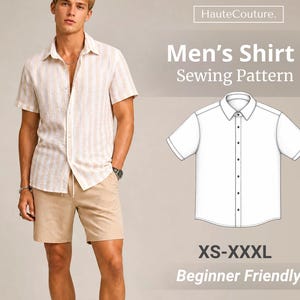 Hemd Schnittmuster für Männer (XS-XXXL), Schnittmuster Herren, Hawaiihemd, Kurzarmhemd Herren