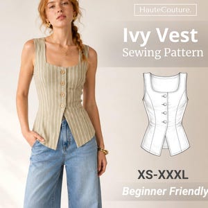 Ivy Vest Sewing Pattern for Women (XS-XXXL), Summer Vest Pattern, Women Sewing Pattern, Top Pattern Women, Summer Vest, Summer Top