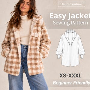 Easy Jacket Sewing Pattern for Women (XS-XXXL), Women Coat Pattern, Beginner Women Sewing Pattern, Coat Sewing Pattern, Teddy Jacket