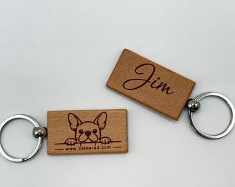 French Bulldog Wood Keychain | Laser Engraved | Personalized Frenchie Gift