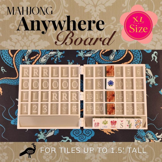 XL Anywhere Board | XL American Mahjong Practice Board | Foldable Travel Board with Built-In Rack | For Large Tiles