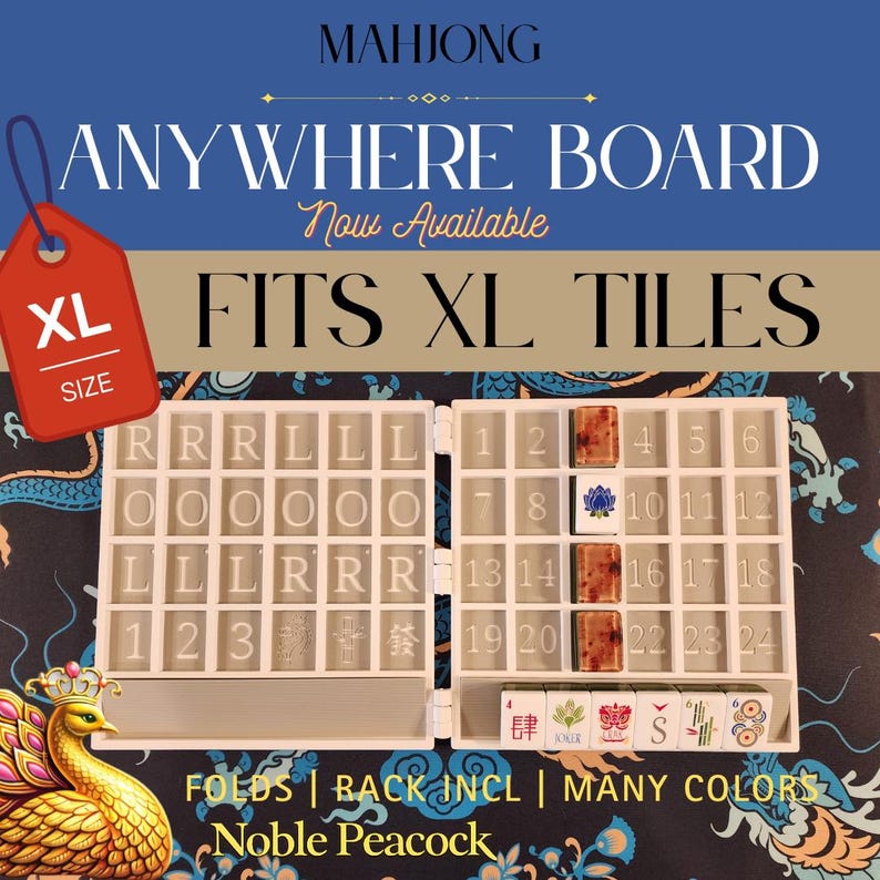 Tablero XL Anywhere / Fichas grandes de Mahjong americano / Solo / Tablero de solitario / Estante incorporado / imagen 1