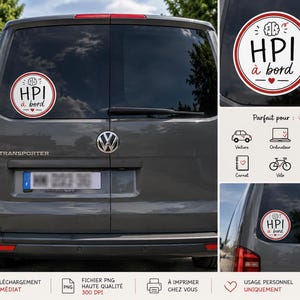 Naklejka HPI Onboard | Naklejka na samochód HPI | Przezroczysty PNG | Neuroatypowy | Natychmiastowe pobranie | Do druku