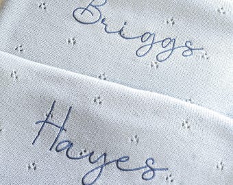 Baby Blanket for Going Home Swaddle Knit Hospital Blanket Embroidered Name Baby Gift Pointelle Knit Blanket Personalized