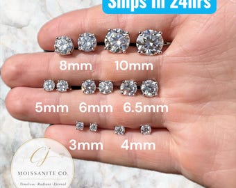 Moissanit Ohrstecker, VVS1-zertifiziert, 925 Sterlingsilber-Schraubverschluss, 3 mm - 10 mm (0,2ctw - 8ctw), Diamant Alternative Ohrstecker für Männer und Frauen