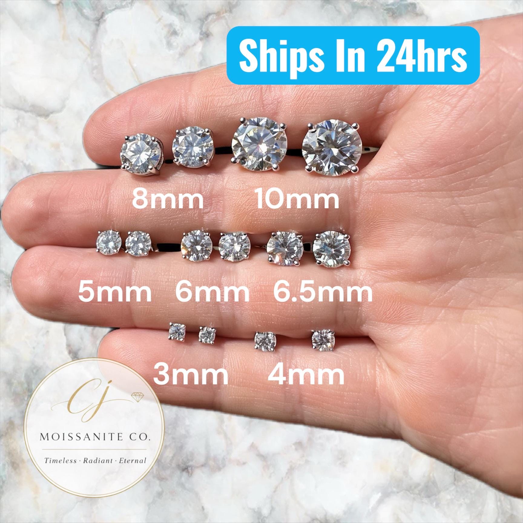 Orecchini A Lobo In Moissanite Charles & Colvard – 0.60 Carati, Tondi, In Oro Bianco 14k, Con Certificato Di Autenticità