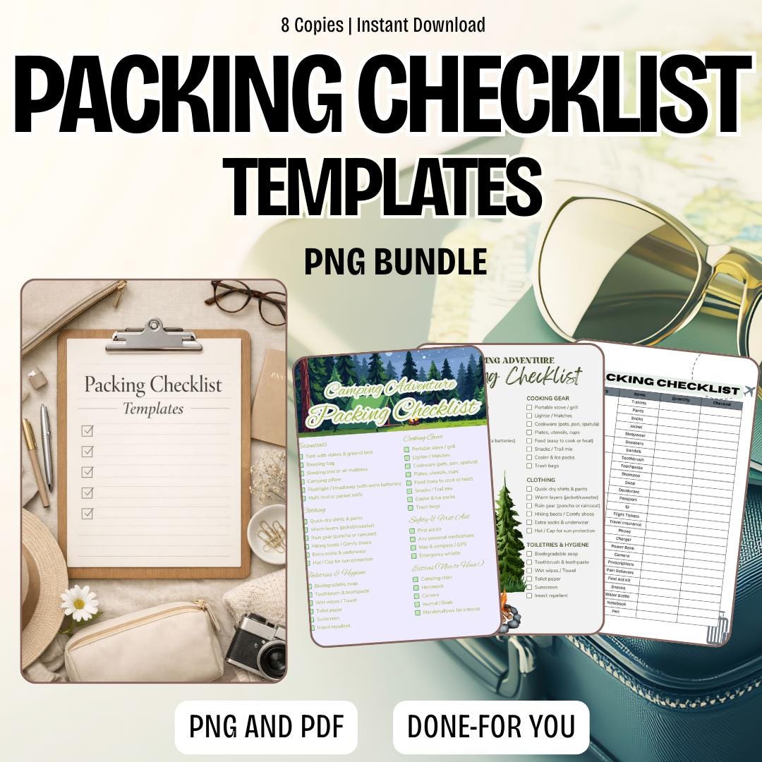 Travel Packing Checklist Printable | Vacation Packing List | Trip ...
