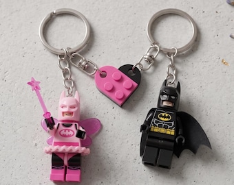 Batman and Pink Fairy Batgirl Keychain Set - Superhero Keyring Duo for Kids & Fans