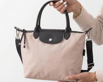 Vintage Longchamp Pale Pink Große Nylon Einkaufstasche, leichte faltbare Reisetasche