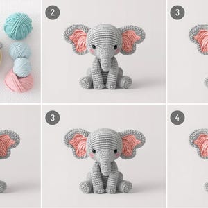 Crochet Sitting Elephant Amigurumi Pattern PDF | Safari Elephant Plush Toy Tutorial | Beginner-Friendly