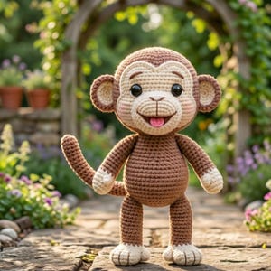 Amigurumi Monkey Crochet Pattern PDF, Kawaii Doll Tutorial, DIY Stuffed Animal Toy