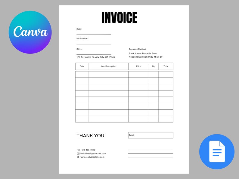 Editable Invoice Template, Simple Business Invoice, Minimalist Billing ...
