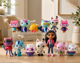 13PCS Gabby Dollhouse Cat Figures, Cartoon Anime Mini Toys, Collectible Figures