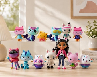 13PCS Gabby Dollhouse Cat Figures, Cartoon Anime Mini Toys, Collectible Figures